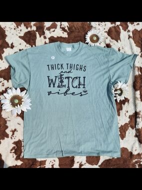 Sage Cotton  'Thick Thighs and Witch Vibes' Short Sleeve Tee